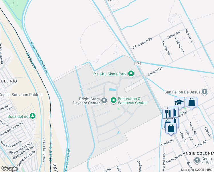 map of restaurants, bars, coffee shops, grocery stores, and more near 11111 Tomas Granillo Street in Socorro