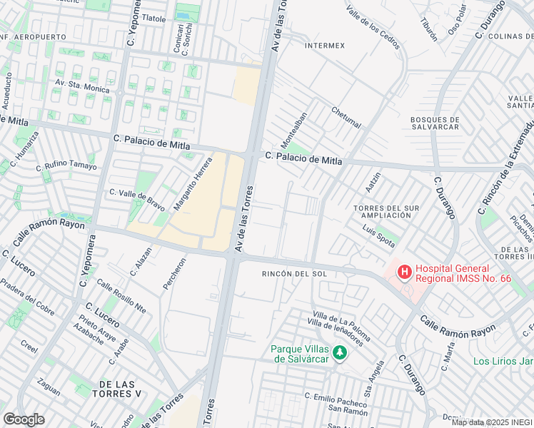 map of restaurants, bars, coffee shops, grocery stores, and more near 2070 Avenida de las Torres in Juárez