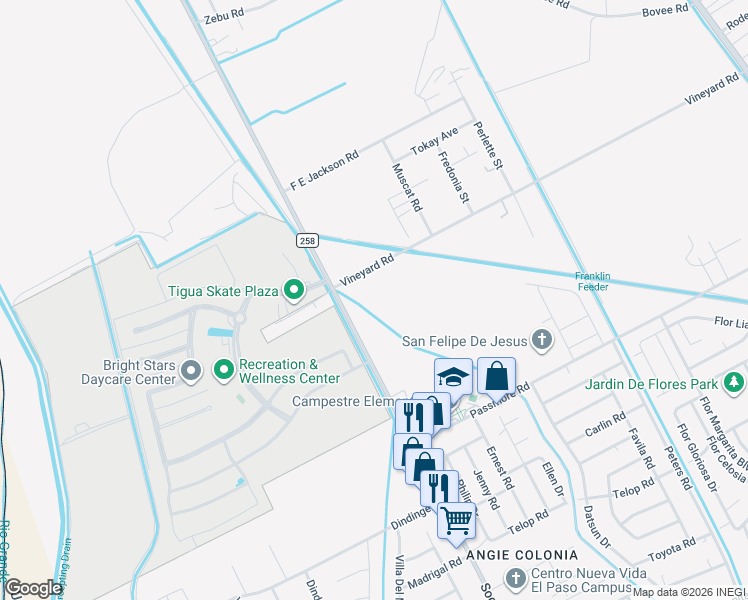 map of restaurants, bars, coffee shops, grocery stores, and more near 11203 Socorro Road in Socorro
