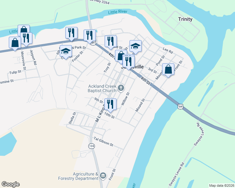 map of restaurants, bars, coffee shops, grocery stores, and more near 600-998 Willow St in Jonesville