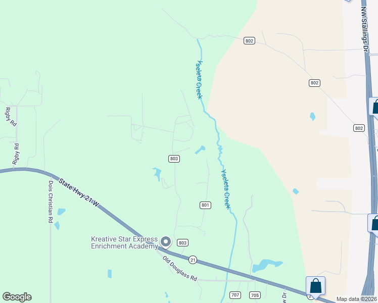 map of restaurants, bars, coffee shops, grocery stores, and more near 602 County Road 803 in Nacogdoches