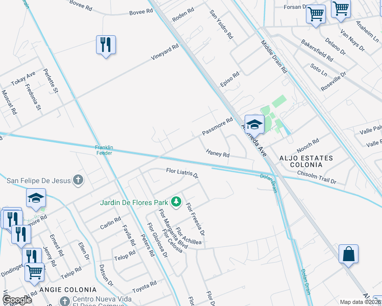 map of restaurants, bars, coffee shops, grocery stores, and more near 211 Passmore Road in Socorro