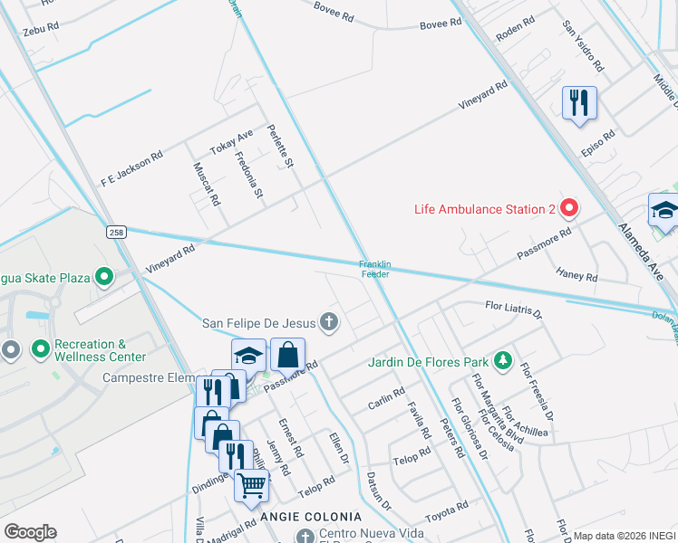 map of restaurants, bars, coffee shops, grocery stores, and more near 11612 San Ruben Lane in Socorro