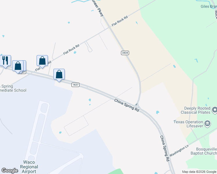 map of restaurants, bars, coffee shops, grocery stores, and more near 8849 China Spring Road in Waco