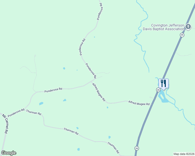 map of restaurants, bars, coffee shops, grocery stores, and more near A Sullivans in Jefferson Davis County