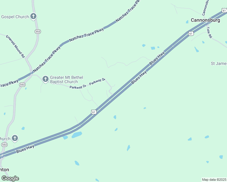 map of restaurants, bars, coffee shops, grocery stores, and more near 53 Parkway Drive in Natchez