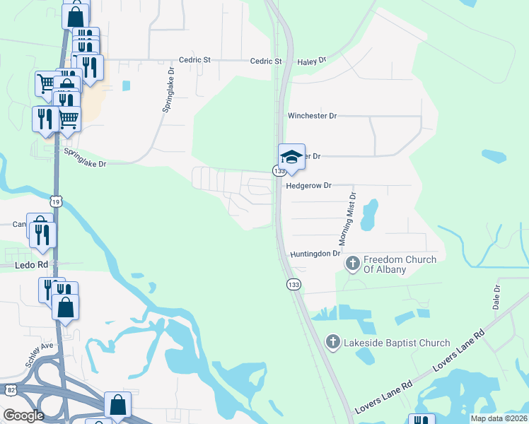 map of restaurants, bars, coffee shops, grocery stores, and more near 264 Long Dirt Road in Leesburg