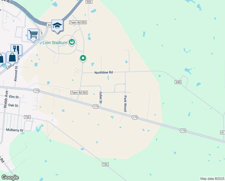 map of restaurants, bars, coffee shops, grocery stores, and more near 207 Romeo Road in Teague