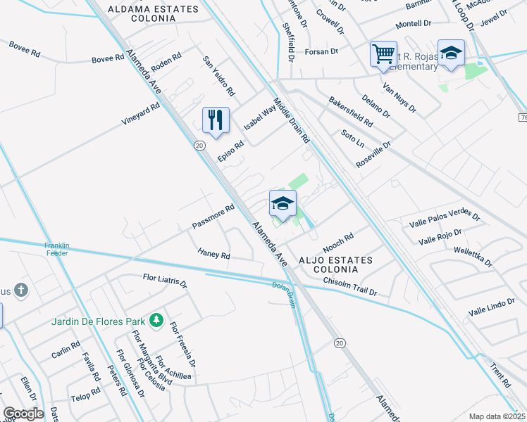 map of restaurants, bars, coffee shops, grocery stores, and more near 11425 Alameda Avenue in Socorro