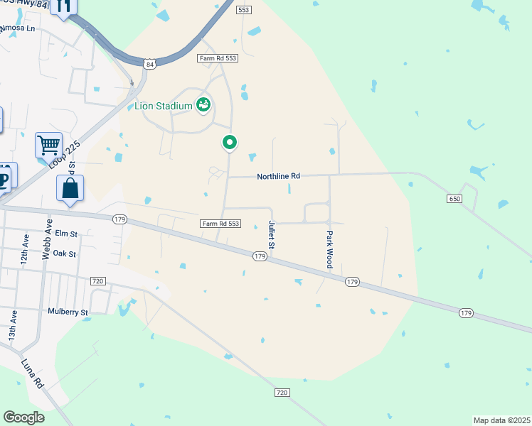 map of restaurants, bars, coffee shops, grocery stores, and more near 200 Juliet Street in Teague