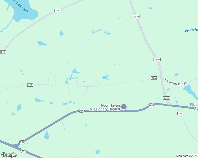 map of restaurants, bars, coffee shops, grocery stores, and more near 1442 County Road 165 in Elkhart