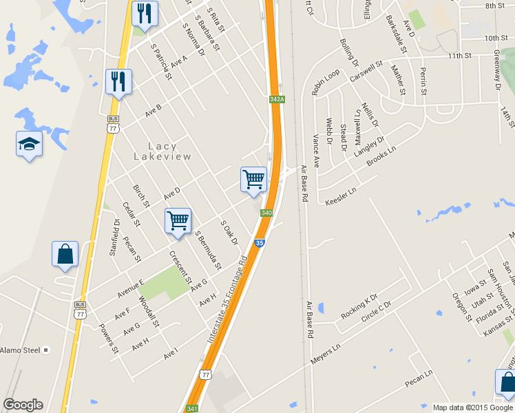 map of restaurants, bars, coffee shops, grocery stores, and more near 1019 East Craven Avenue in Waco