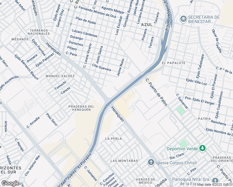 map of restaurants, bars, coffee shops, grocery stores, and more near 2664 Bulevar Independencia in Juárez