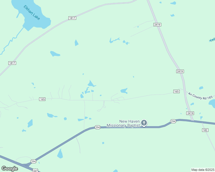 map of restaurants, bars, coffee shops, grocery stores, and more near 1442 County Road 165 in Elkhart