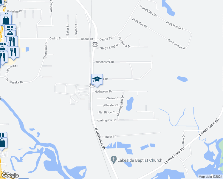 map of restaurants, bars, coffee shops, grocery stores, and more near 141 Hedgerow Drive in Leesburg
