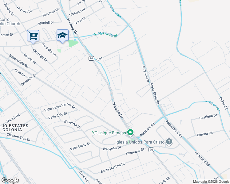 map of restaurants, bars, coffee shops, grocery stores, and more near 11674 North Loop Drive in Socorro
