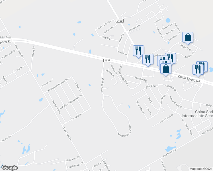 map of restaurants, bars, coffee shops, grocery stores, and more near 4 Republic Drive in Waco
