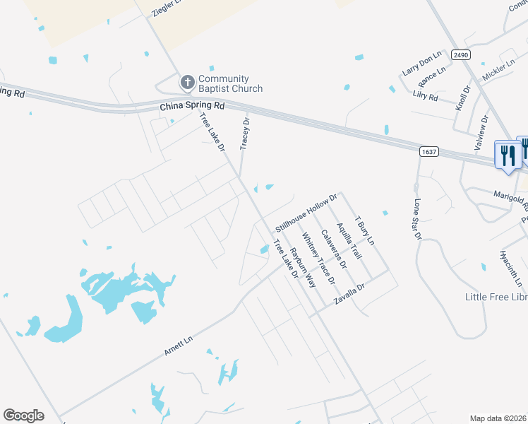 map of restaurants, bars, coffee shops, grocery stores, and more near 5541 Wisdom Court in Waco