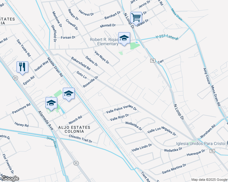map of restaurants, bars, coffee shops, grocery stores, and more near 341 Valle Palos Verdes Drive in Socorro