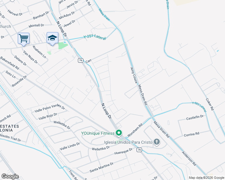 map of restaurants, bars, coffee shops, grocery stores, and more near 11643 North Loop Drive in Socorro