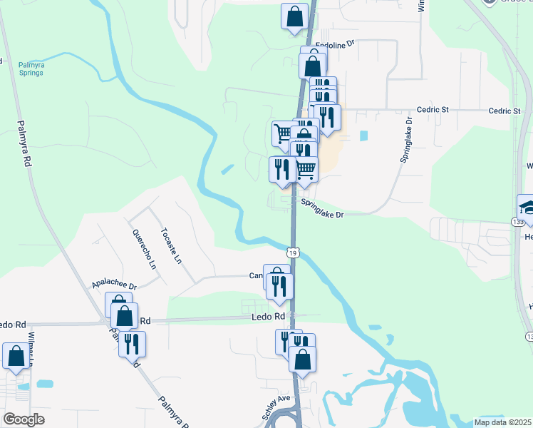 map of restaurants, bars, coffee shops, grocery stores, and more near 3100 Walnut Street in Leesburg