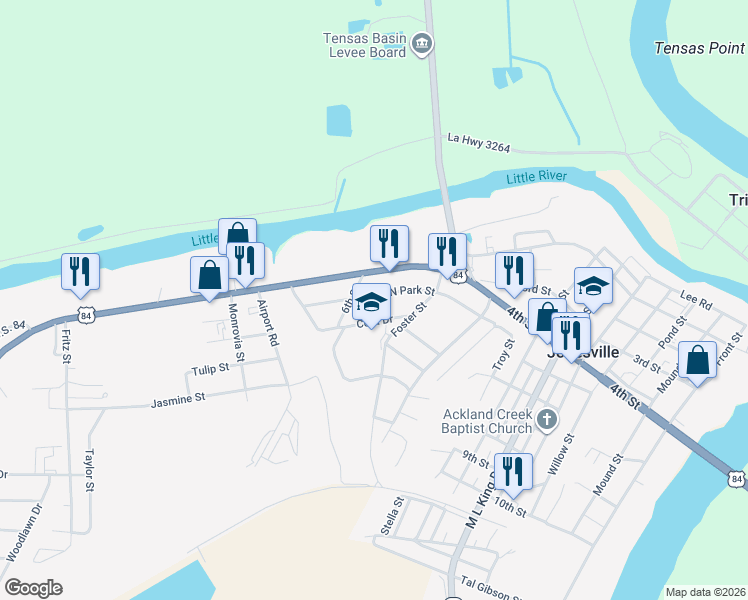 map of restaurants, bars, coffee shops, grocery stores, and more near 1401 North Park Street in Jonesville