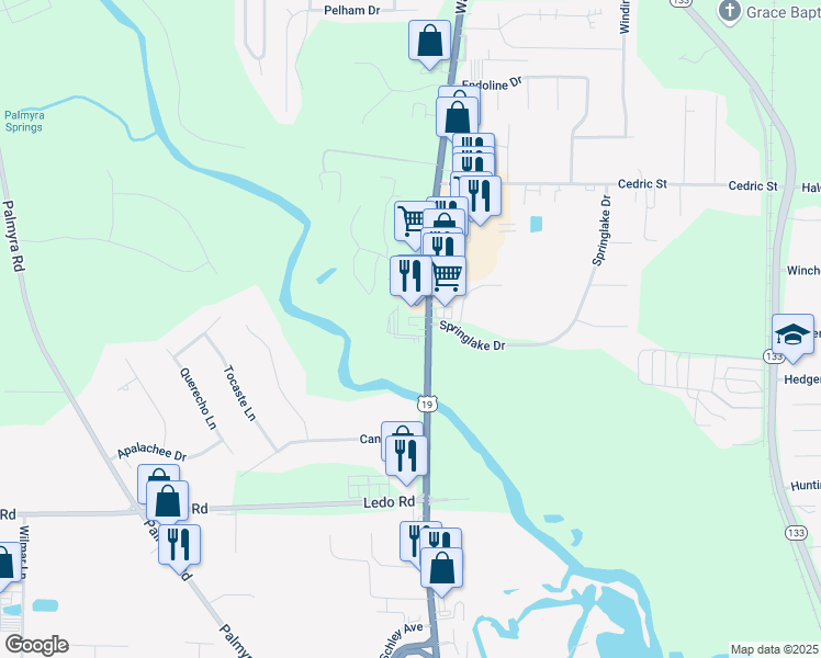 map of restaurants, bars, coffee shops, grocery stores, and more near 3100 Walnut Street in Leesburg