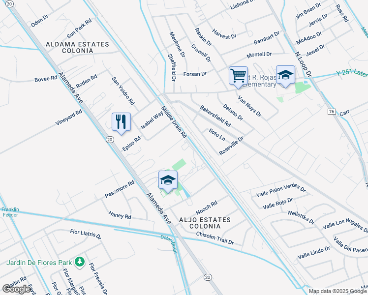map of restaurants, bars, coffee shops, grocery stores, and more near 11360 Middle Drain Road in Socorro