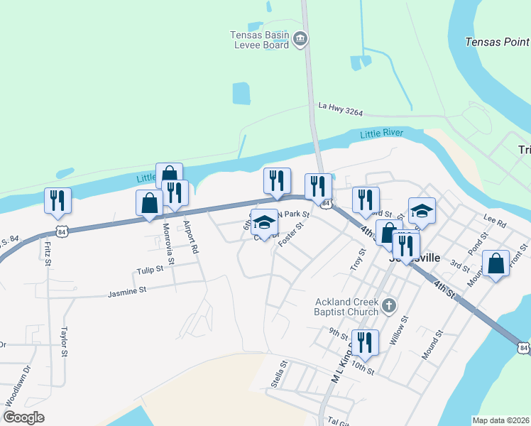map of restaurants, bars, coffee shops, grocery stores, and more near 1401 North Park Street in Jonesville