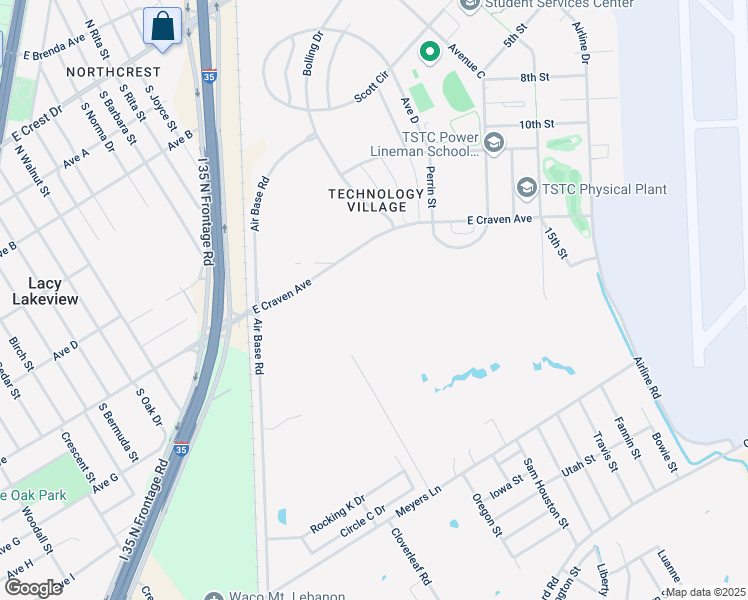 map of restaurants, bars, coffee shops, grocery stores, and more near 204 Brooks Lane in Waco
