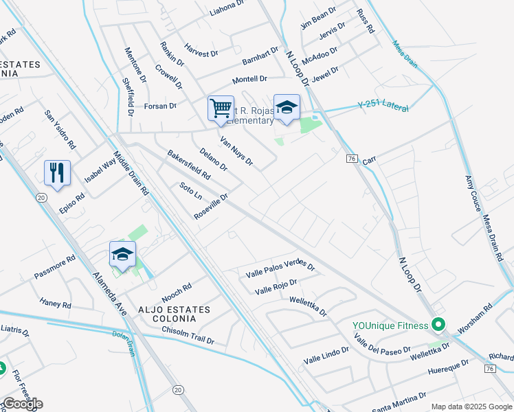 map of restaurants, bars, coffee shops, grocery stores, and more near 11468 Delano Drive in Socorro