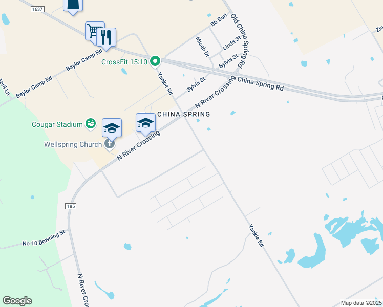 map of restaurants, bars, coffee shops, grocery stores, and more near 11800 Yankie Road in China Spring