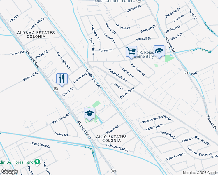 map of restaurants, bars, coffee shops, grocery stores, and more near 11360 Middle Drain Road in Socorro
