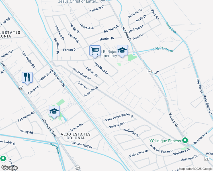 map of restaurants, bars, coffee shops, grocery stores, and more near 11468 Delano Drive in Socorro