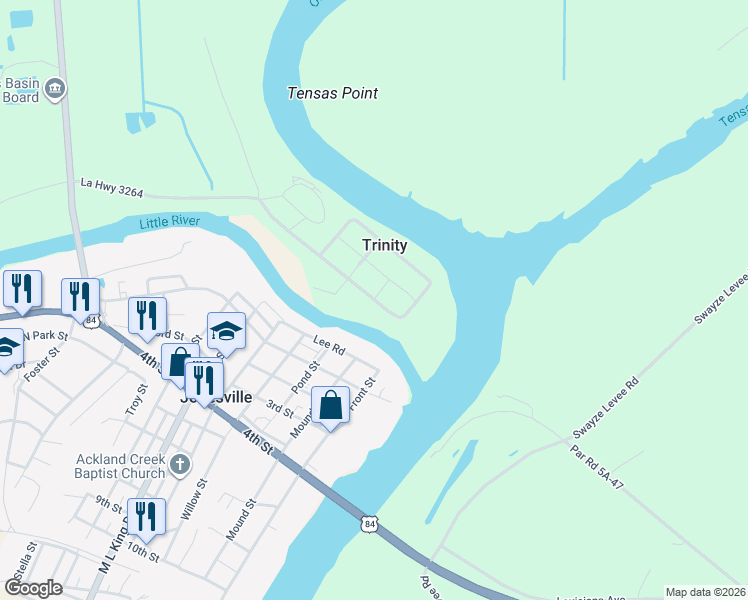 map of restaurants, bars, coffee shops, grocery stores, and more near 191 Trinity Road in Jonesville