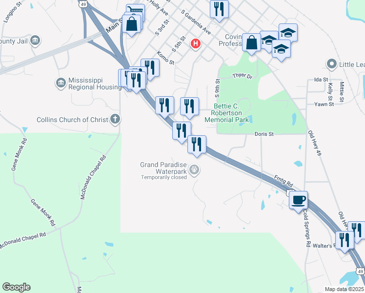 map of restaurants, bars, coffee shops, grocery stores, and more near 15 Covington Ridge Place in Collins