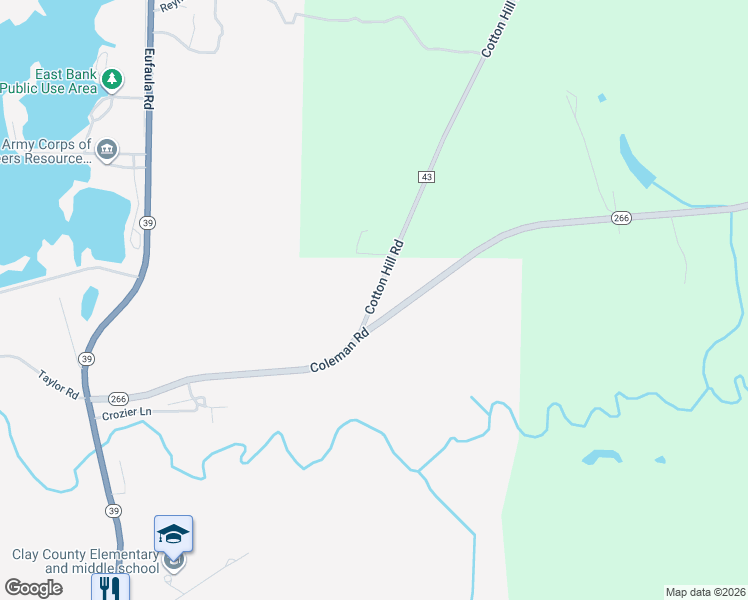 map of restaurants, bars, coffee shops, grocery stores, and more near Cotton Hill Road in Fort Gaines