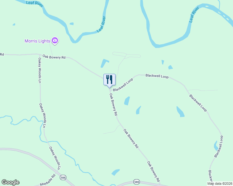 map of restaurants, bars, coffee shops, grocery stores, and more near 128 Oak Bowery Road in Ellisville