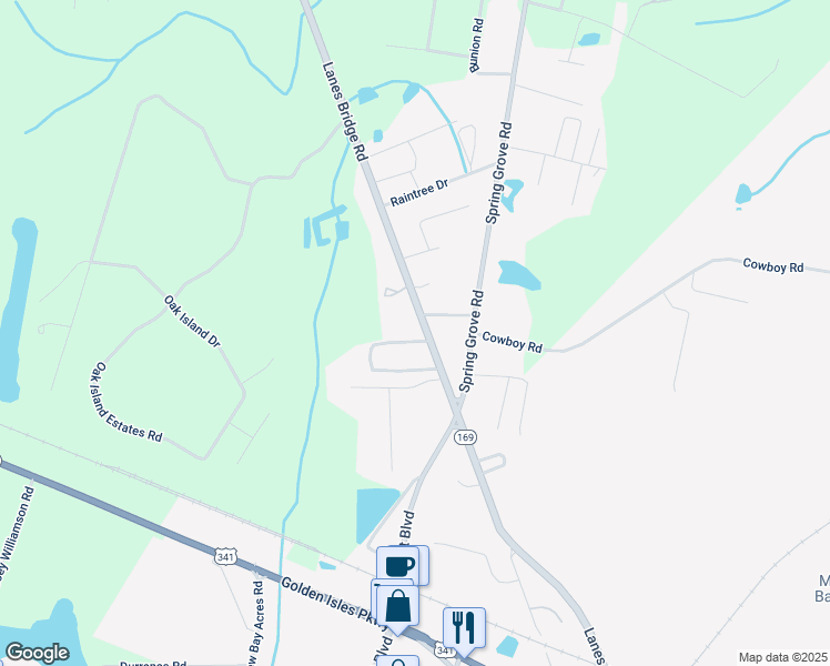 map of restaurants, bars, coffee shops, grocery stores, and more near 323 Horseshoe Drive in Jesup