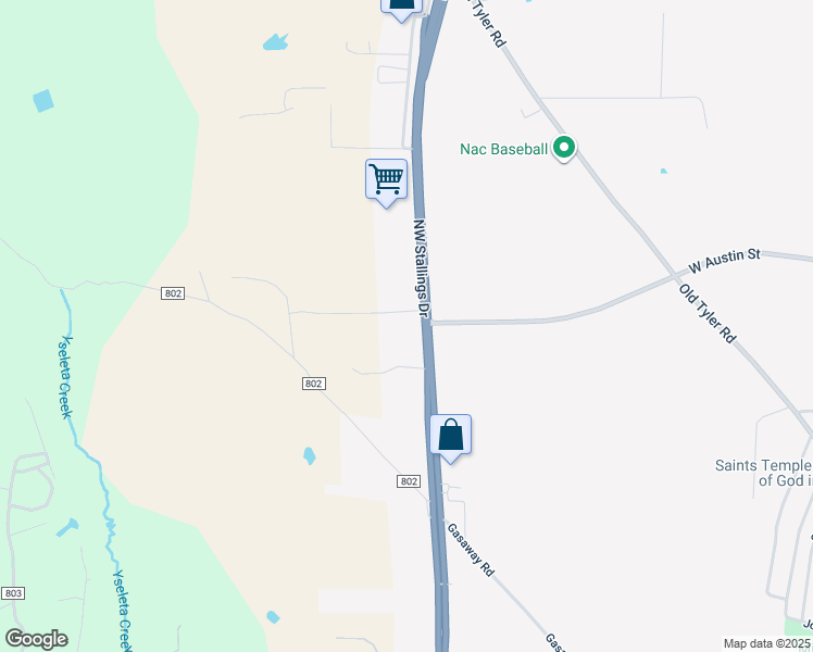 map of restaurants, bars, coffee shops, grocery stores, and more near 3001 Northwest Stallings Drive in Nacogdoches