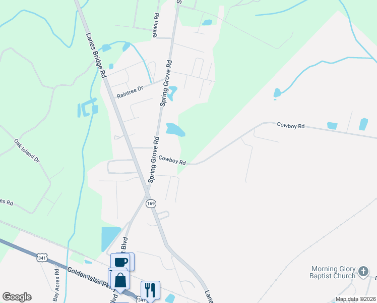 map of restaurants, bars, coffee shops, grocery stores, and more near 125 Cowboy Road in Jesup