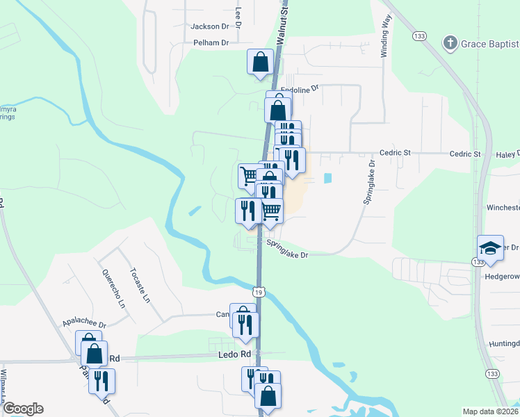 map of restaurants, bars, coffee shops, grocery stores, and more near 1578 U.S. 19 in Leesburg