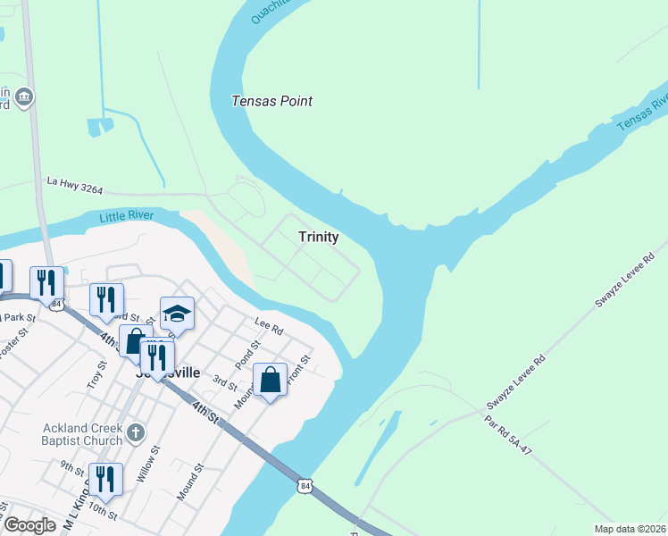 map of restaurants, bars, coffee shops, grocery stores, and more near 191-313 Trinity Road in Jonesville