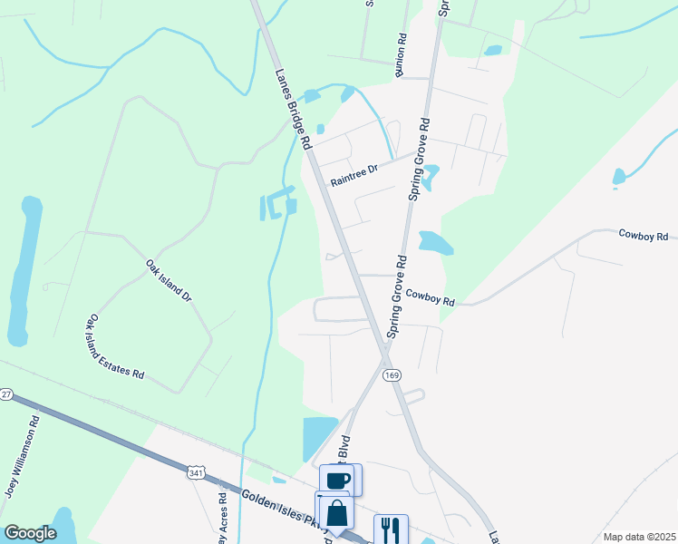 map of restaurants, bars, coffee shops, grocery stores, and more near 323 Horseshoe Drive in Jesup
