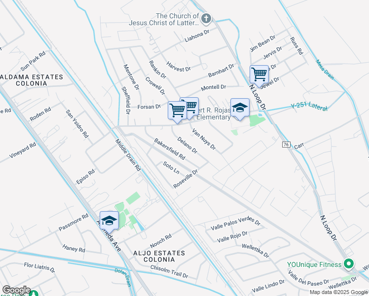 map of restaurants, bars, coffee shops, grocery stores, and more near 11445 Bakersfield Road in Socorro