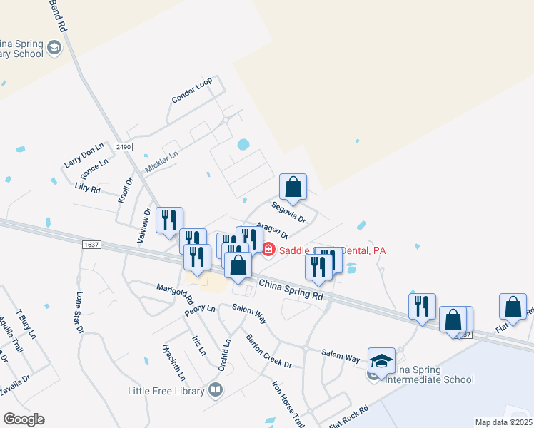 map of restaurants, bars, coffee shops, grocery stores, and more near 10112 Aragon Drive in Waco