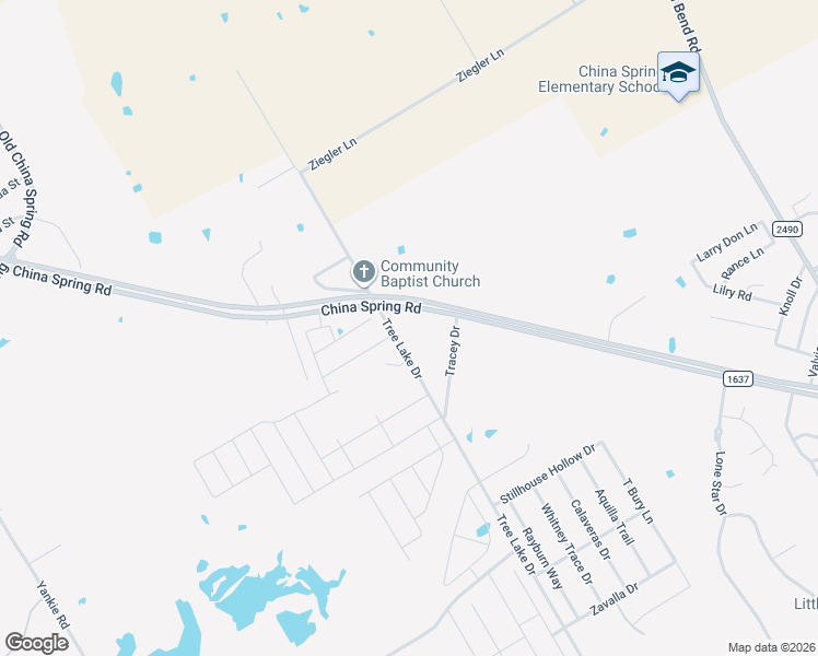 map of restaurants, bars, coffee shops, grocery stores, and more near 11301 Tree Lake Drive in Waco