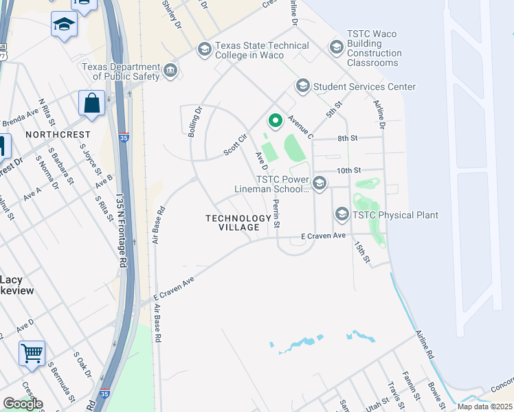 map of restaurants, bars, coffee shops, grocery stores, and more near 7 Mather Street in Waco