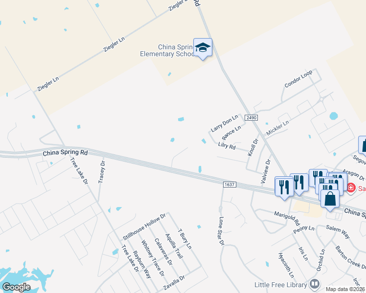 map of restaurants, bars, coffee shops, grocery stores, and more near 4709 Country Aire Dr in Waco