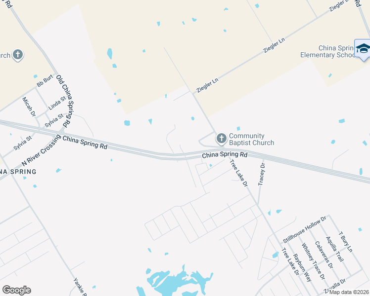 map of restaurants, bars, coffee shops, grocery stores, and more near 11527 China Spring Road in Waco